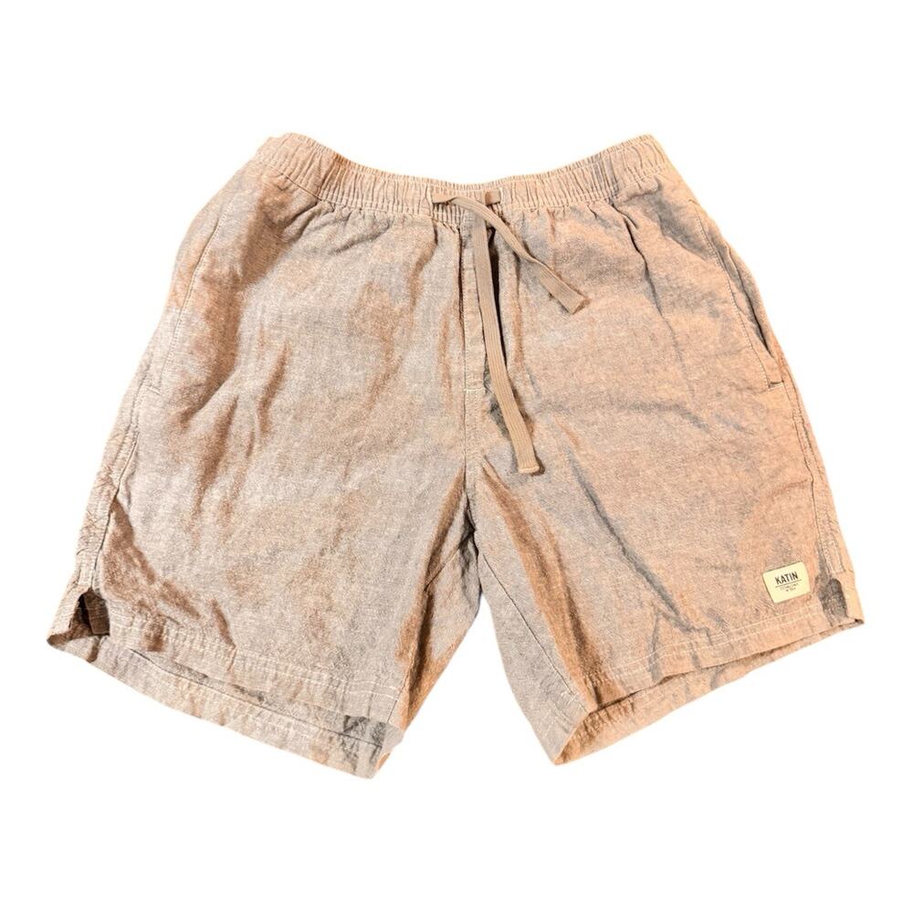 Katin Men’s Small Gray Linen Blend Drawstring Shorts Casual Beach